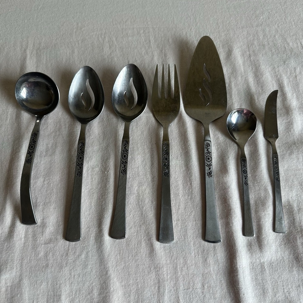 Vintage Ekco Eterna Cantina Serving 7 Pieces Utensils Set Stainless Steel Japan
